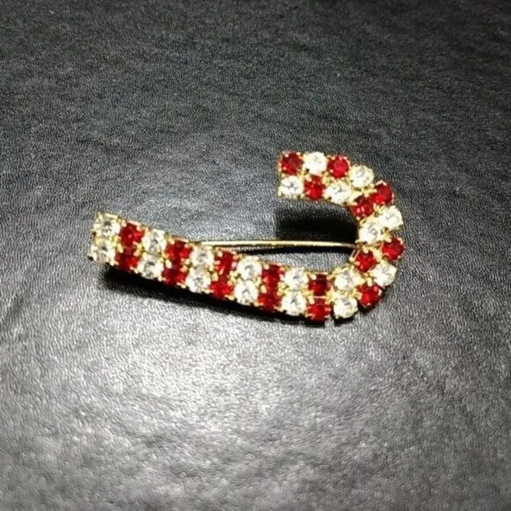 Vintage red & White Candy Cane Holiday pin